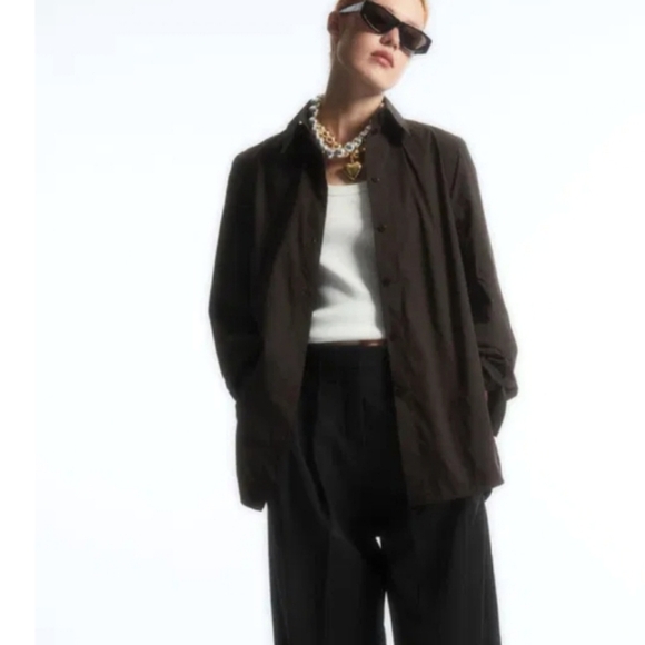 COS Chocolat Brown Oversized Poplin Button Down Shirt 12 - Picture 2 of 13